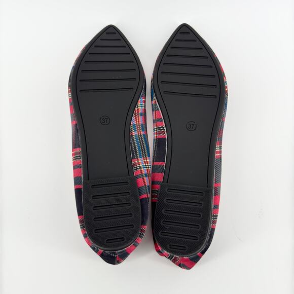 Sailing Lu Plaid Pointed Toe Flats Women’s Size Euro 37 US 6.5 Red & Black - Picture 9 of 9